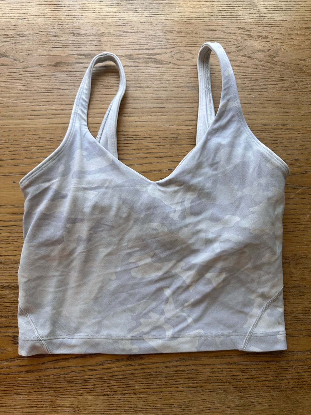 lululemon athletica Light Gray Camo V‑Neck Crop Sports Bra